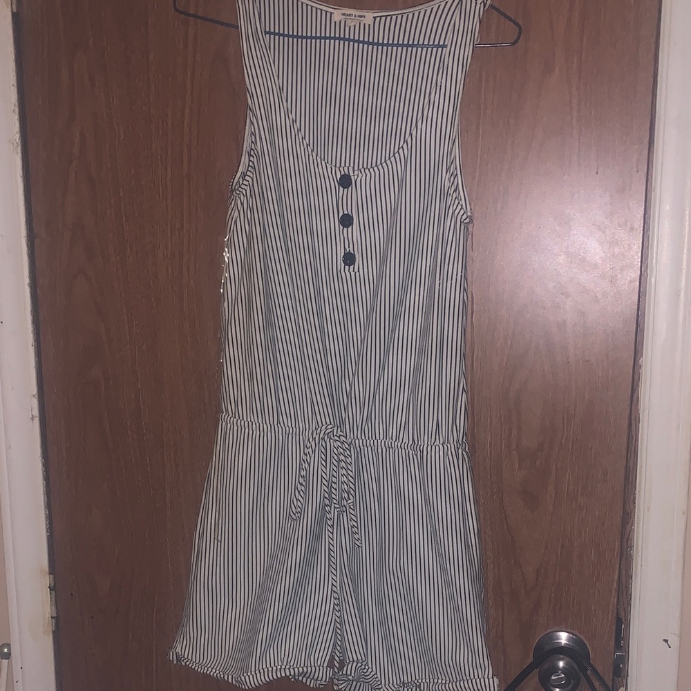 Heart & Hips Black and White Striped Romper